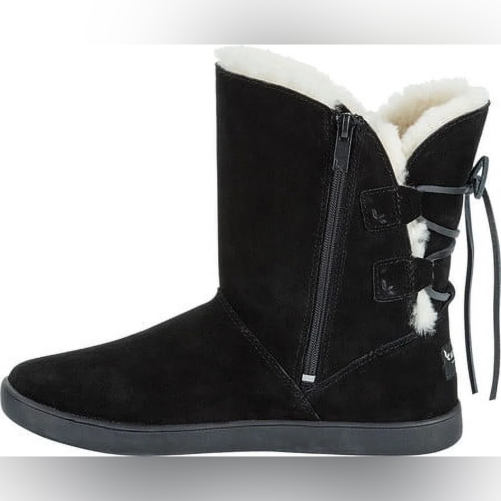 Koolaburra by Ugg Shazi Black Suede Tie Back Boots Sz 9